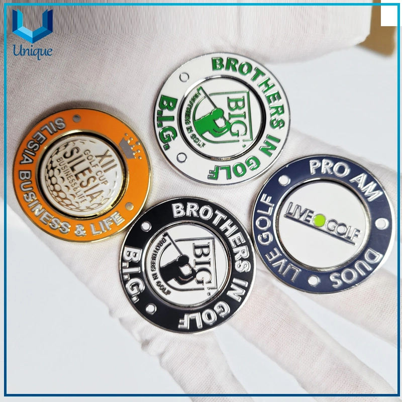 High Quality Hard Enamel Metal Golf Ballmarker, Custom Logo Design Removable Golf Ball Marker