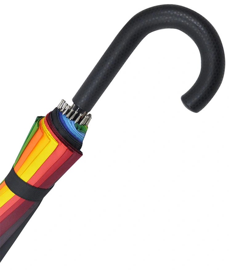 Factory Direct Source Rain Protection Japan Korea Printed Auto Straight Rainbow Umbrella