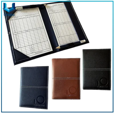 Personalized Logo OEM PU Leather Golf Scorecard Holder with Scorecard for Club Best Promotional Gifts