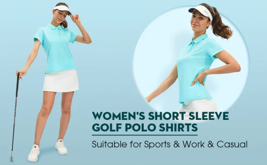 Upf50+ Women′s Sports Polo Shirts Golf Tops Solid Polo Collar Moisture Wicking Athletic Tees for Outdoor Activity